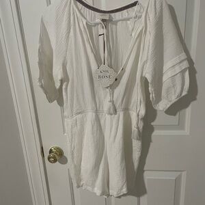 Knox rose white gauze small romper